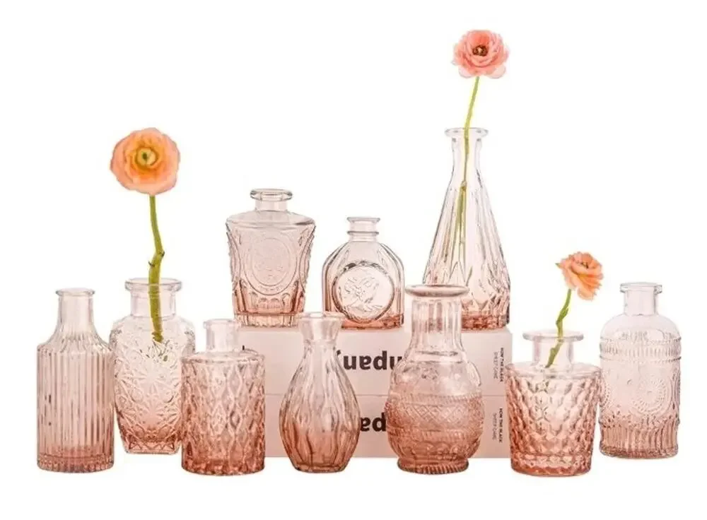 Mini Vases Set 10 Amber Glass Bud Vase 7
